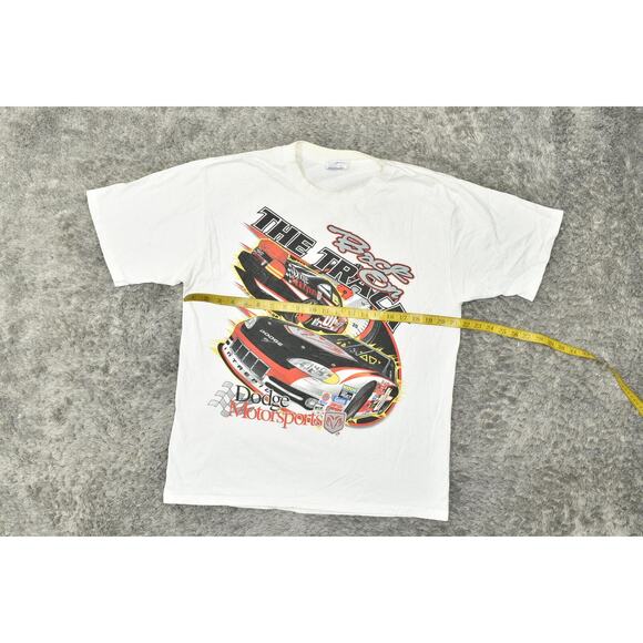 All Sport Dodge Racing White Cotton T-Shirt Men's L SINGLE STICHED STAINED - Picture 2 of 8